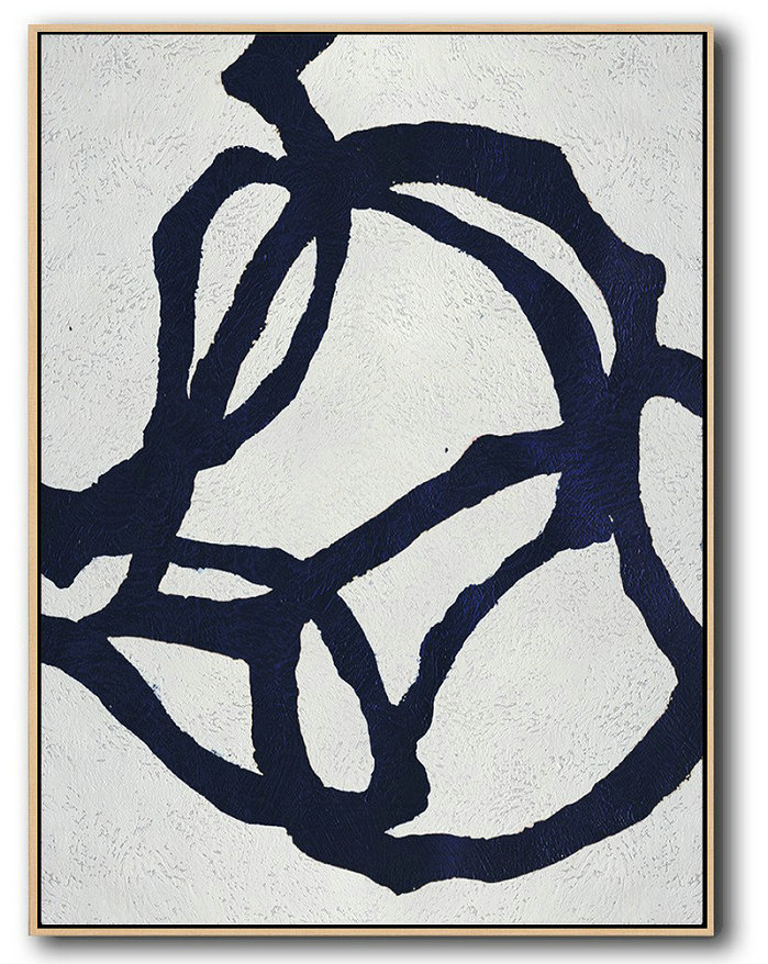 Original Abstract Painting Extra Large Canvas Art,Buy Hand Painted Navy Blue Abstract Painting Online,Huge Abstract Canvas Art